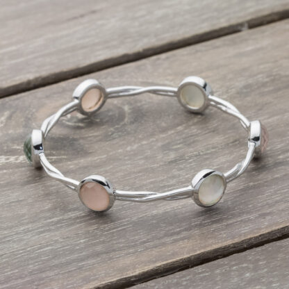 Pink Orchid and Pearl Bracelet SS-LK-059