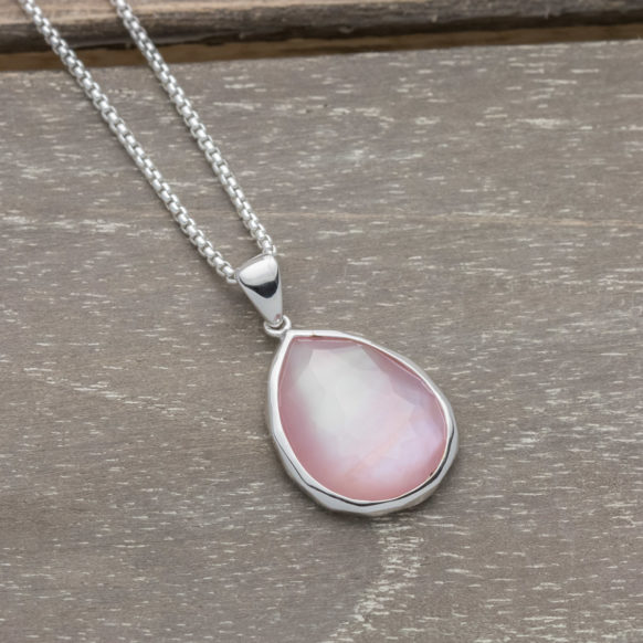 Pink Orchid Teardrop Necklace SS-LK-062