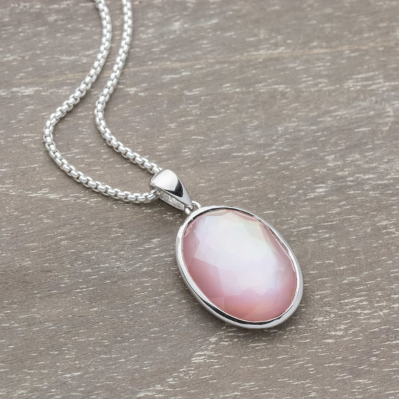 Pink Orchid Oval Necklace SS-LK-063