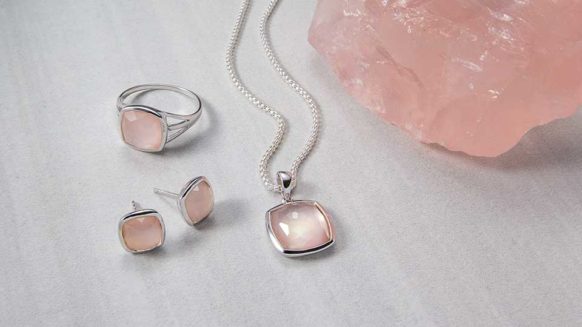 Pink Orchid Cushion Cut Necklace & Earring Set