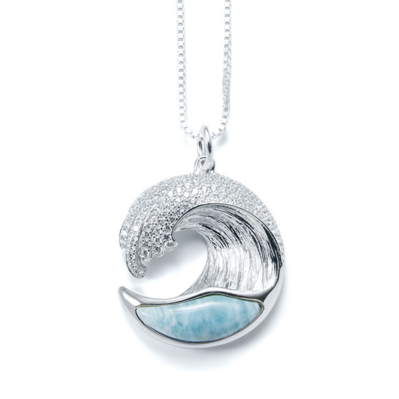 GS-20304 Larimar Small Wave Necklace Sterling Silver