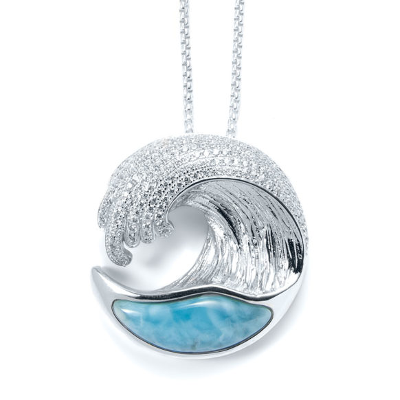 GS-20302 Larimar Wave Necklace in Sterling Silver