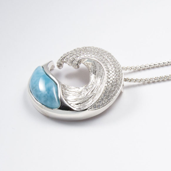 Larimar Wave Side Necklace