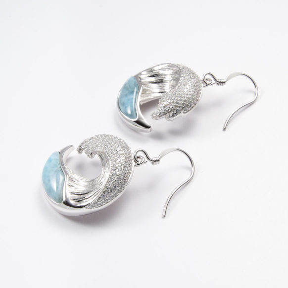 Larimar Wave Earrings Side