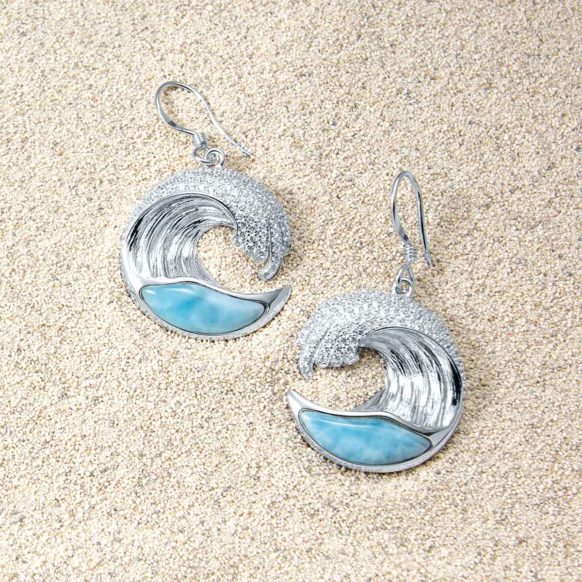 Larimar Wave Earrings Sand