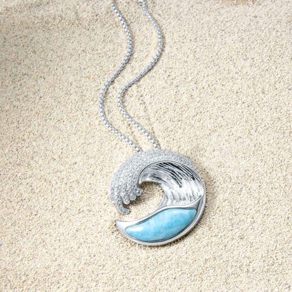 Larimar Wave Necklace on Sand