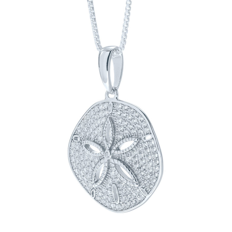 Sand Dollar Pave CZ Necklace in Sterling Silver- Landing Company