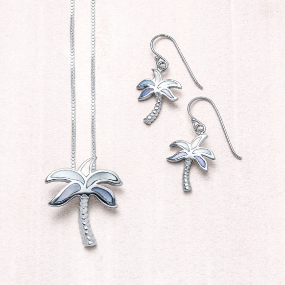 Capri Palm Tree Necklace & Earrings Set