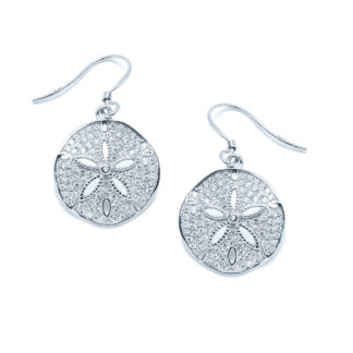Sand Dollar Pave CZ Earrings in Sterling SIlver