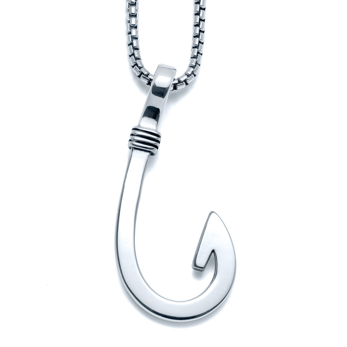 Madeira Fish Hook Large Necklace in Sterling Silver