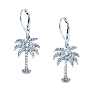 Palm Tree Earrings CZ