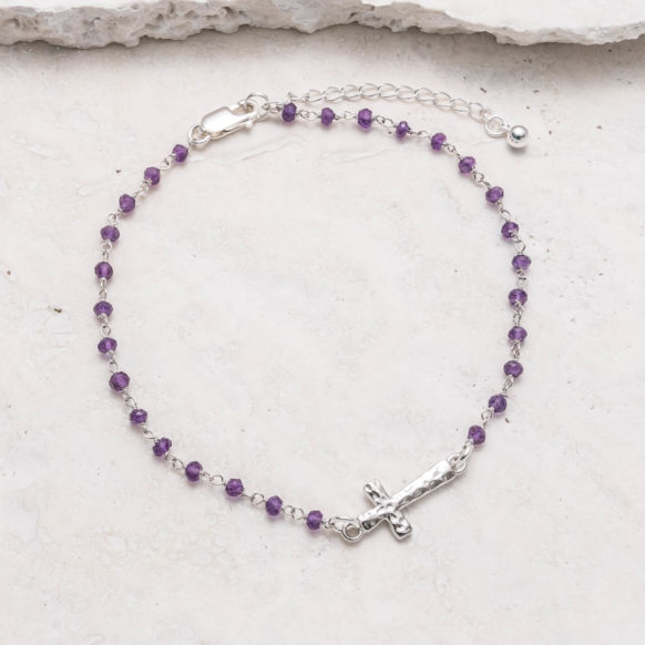 Calypso Cross Anklet - Amethyst