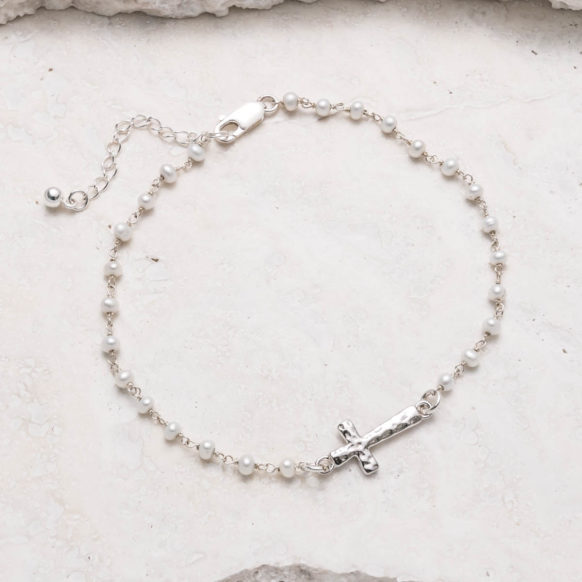 Calypso Cross Anklet - Pearl