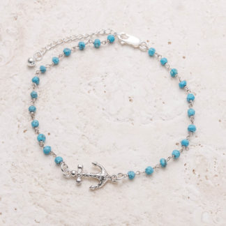 Calypso Anchor Anklet - Turquoise