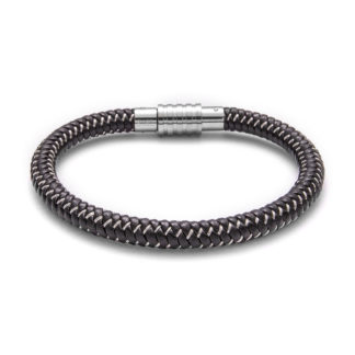 Men's Jewelry Silver & Black Leather Bracelet MJ-BR-003