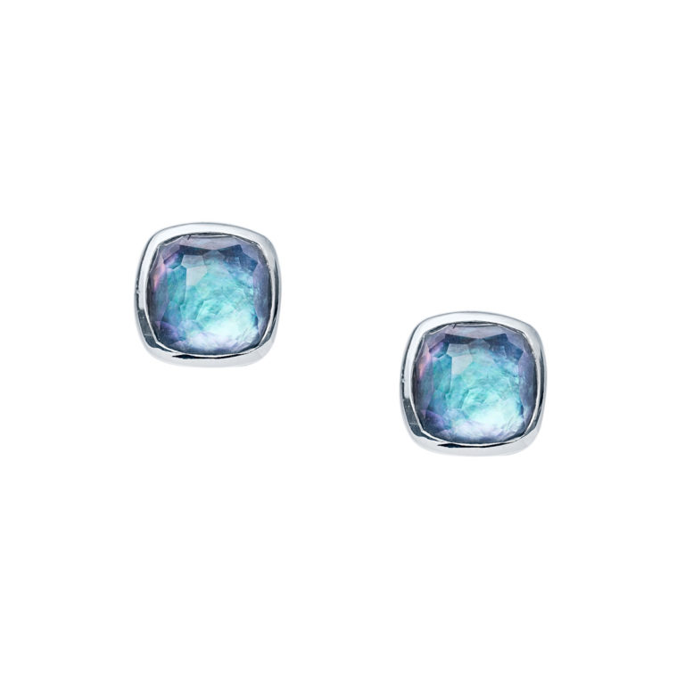 Luminous Shore Square Cushion Stud Earrings