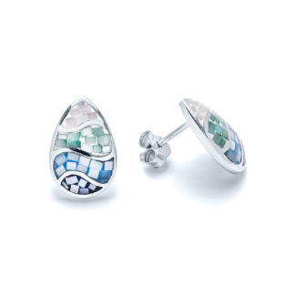 Mosaic Shell Capri Ocean Drop Stud Earrings