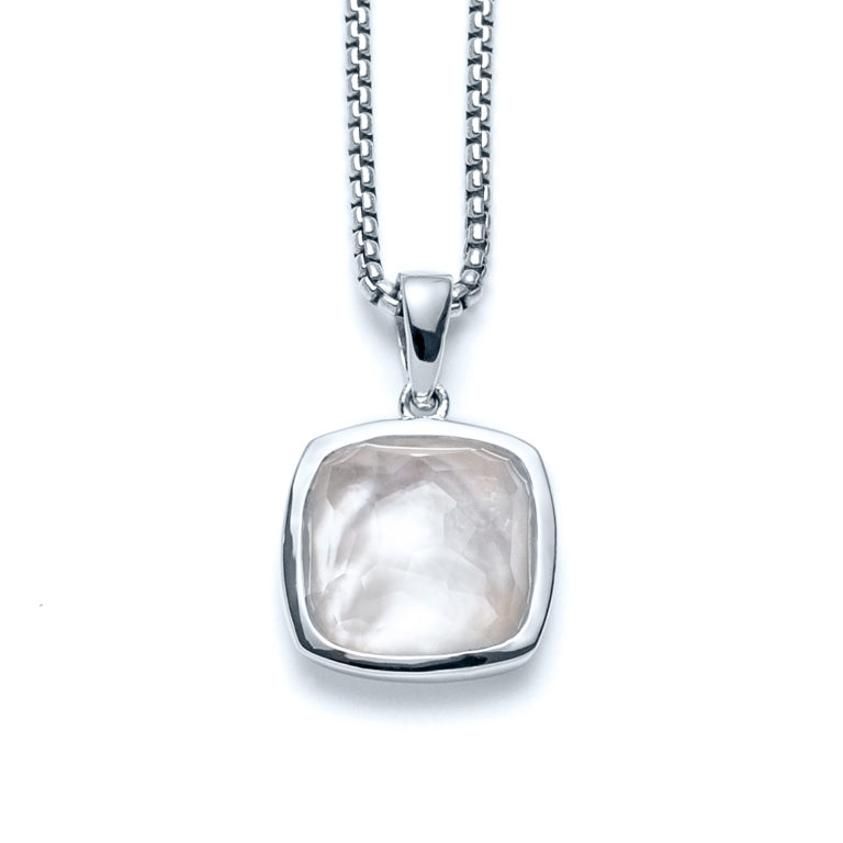Radiant Pearl Square Cushion Necklace