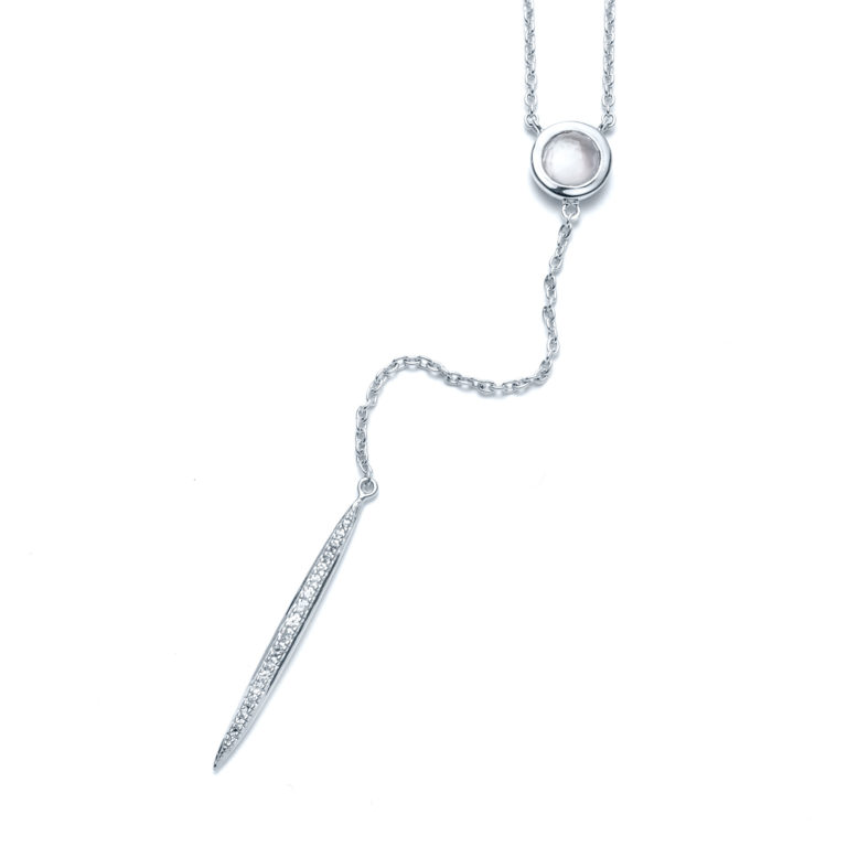Radiant Pearl & White Sapphire Y-Necklace