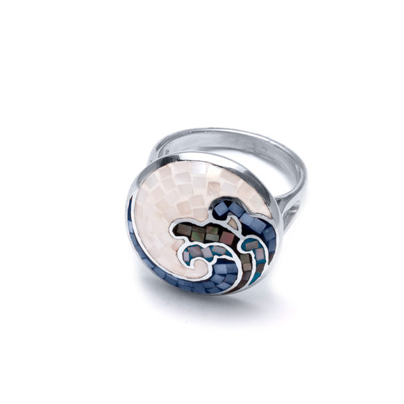 Mosaic Shell Wave Ring