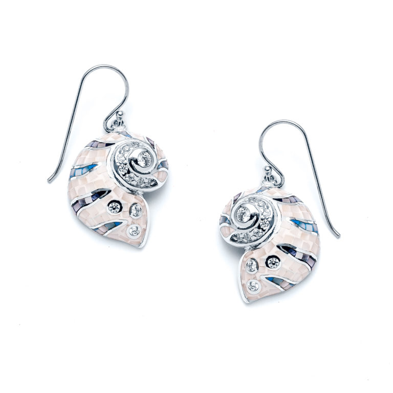 Mosaic Shell Capri Nautilus Earrings