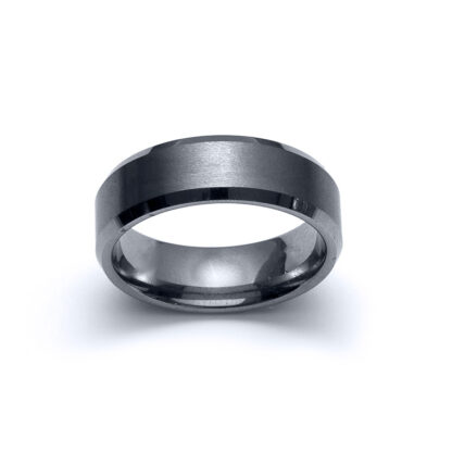 8mm Brushed with Beveled Edge Tungsten Ring
