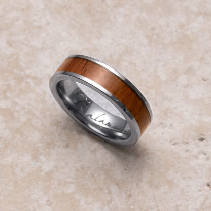 Koa Wood Solid Medium Band Titanium Ring - Image 2