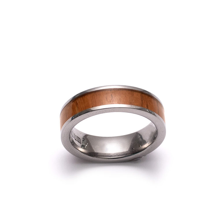 Koa Wood Solid Medium Band Titanium Ring