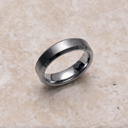 Brushed with Beveled Edge Tungsten Ring - Image 2