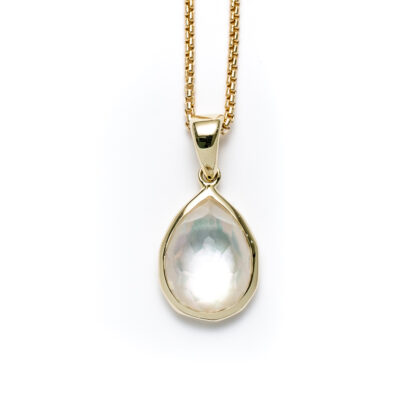 Radiant Pearl Mini Teardrop Gold Necklace