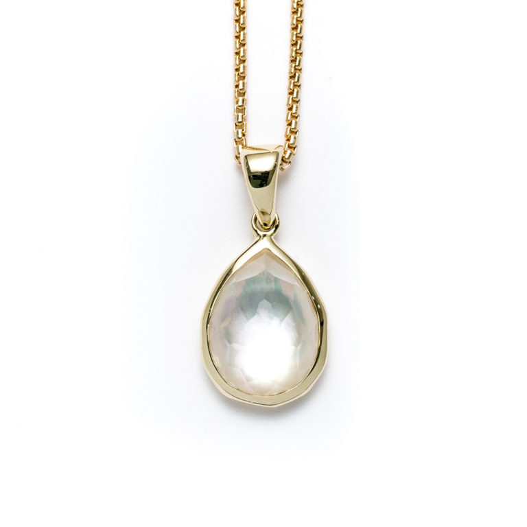 Radiant Pearl Mini Teardrop Gold Necklace