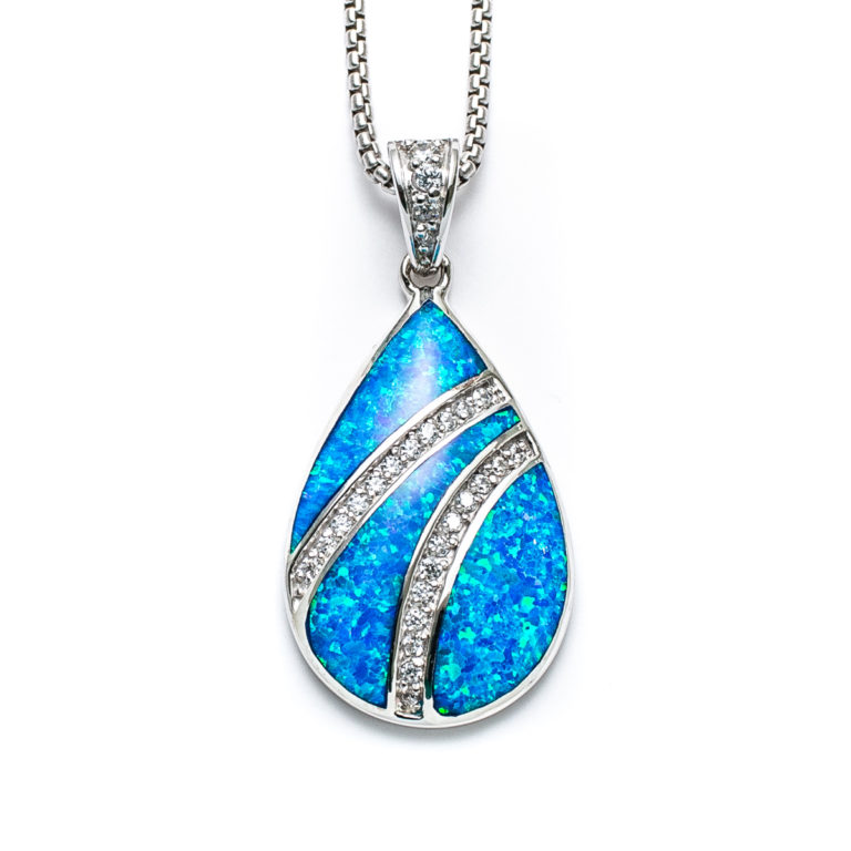 Blue Opal Coastal Teardrop Necklace