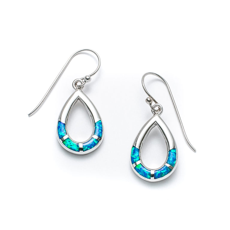 Blue Opal Color Drop Earrings