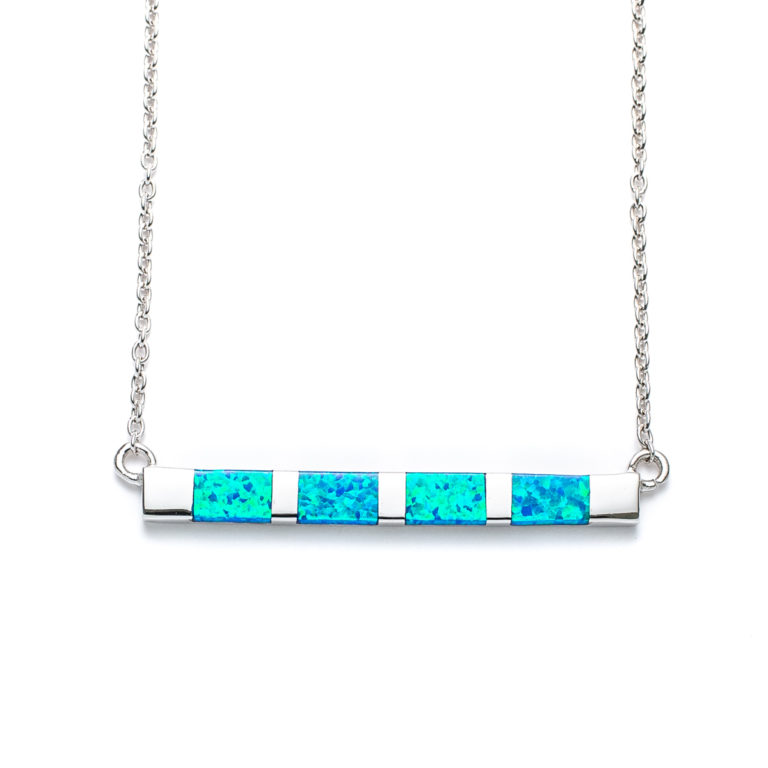 Blue Opal Bar Necklace