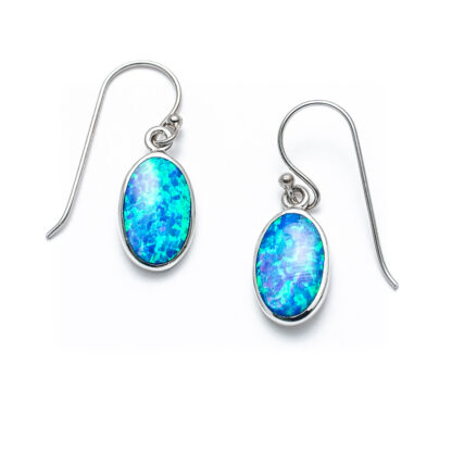 Blue Opal Classic Oval Earrings