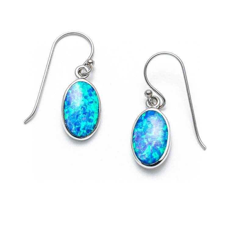 Blue Opal Classic Oval Earrings