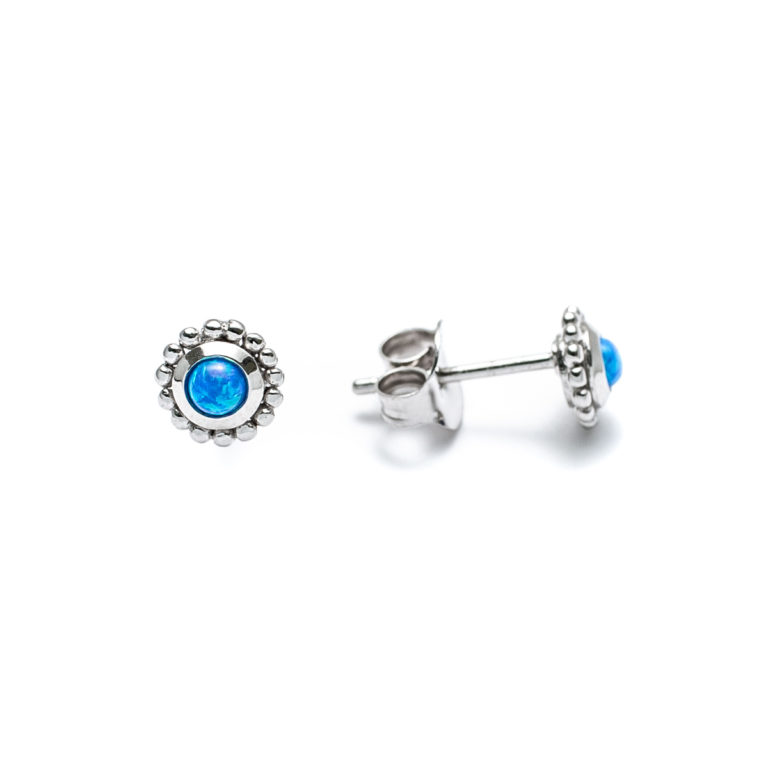 Blue Opal Mini Sunburst Stud Earrings
