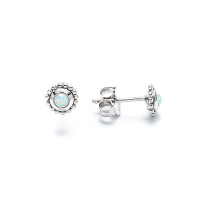 White Opal Mini Sunburst Stud Earrings