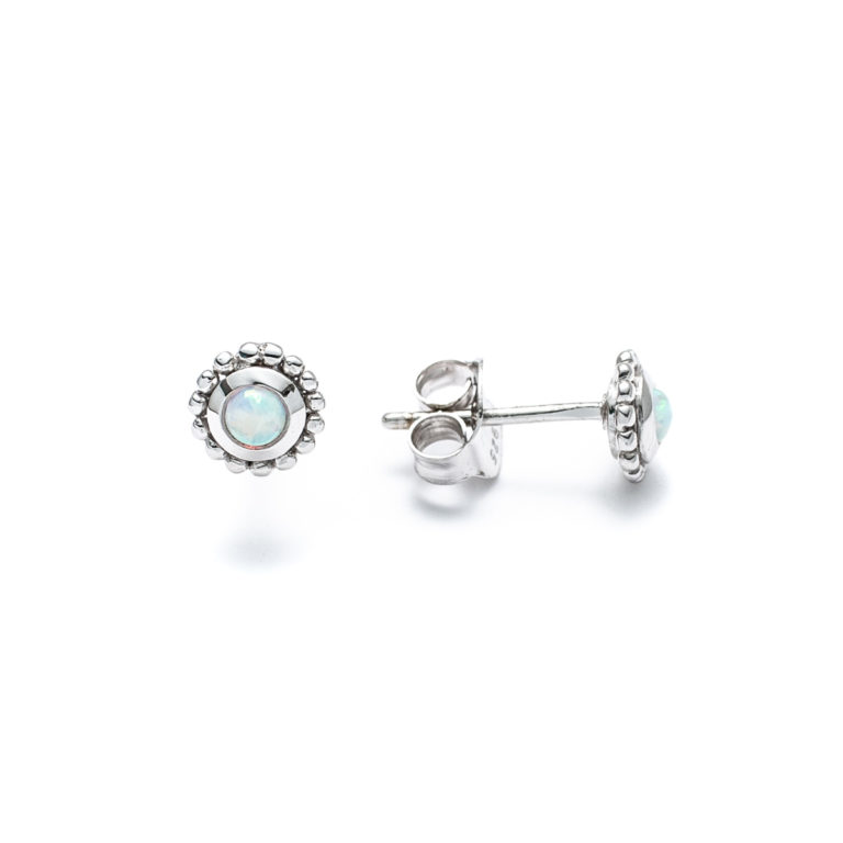 White Opal Mini Sunburst Stud Earrings