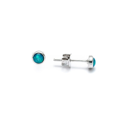 Blue Opal 4mm Stud Earrings