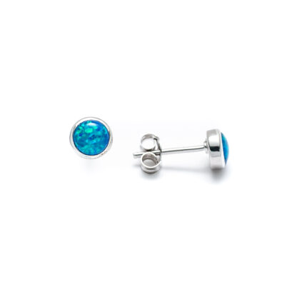 Blue Opal 6mm Stud Earrings