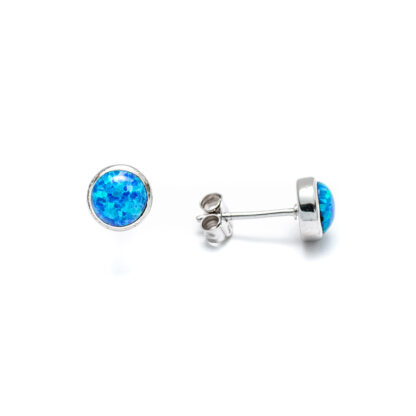 Blue Opal 7mm Stud Earring