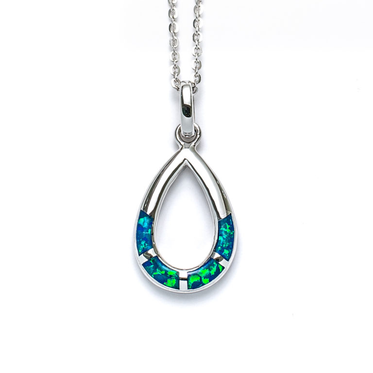Blue Opal Color Drop Necklace