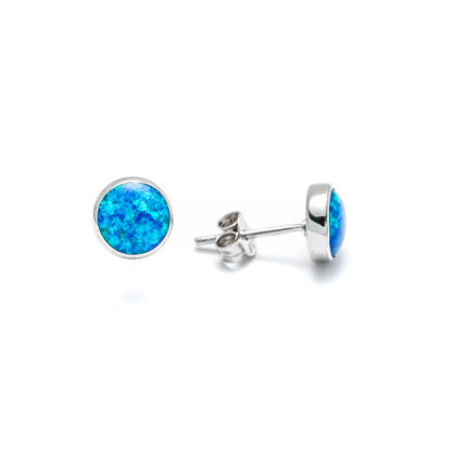 Blue Opal 8mm Stud Earrings