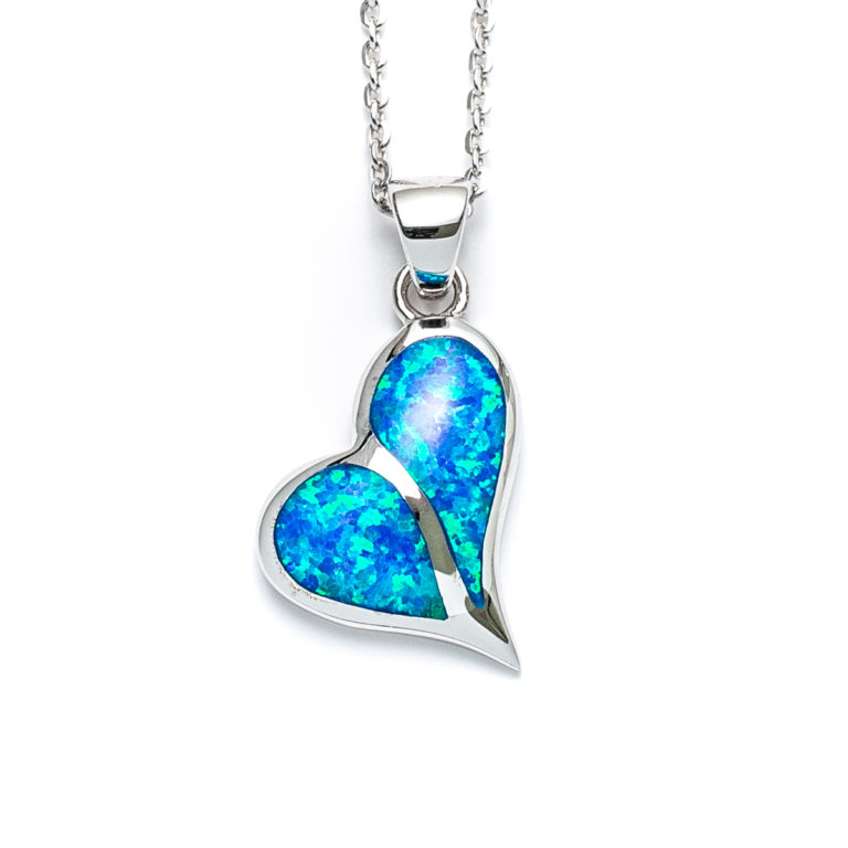 Blue Opal Heart Necklace