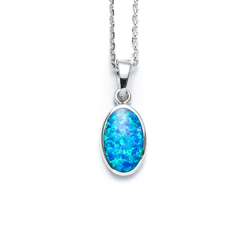 Blue Opal Classic Oval Necklace