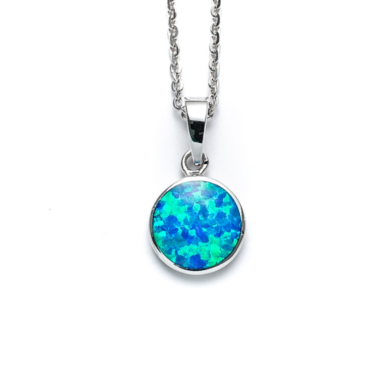 Blue Opal Classic Round Necklace