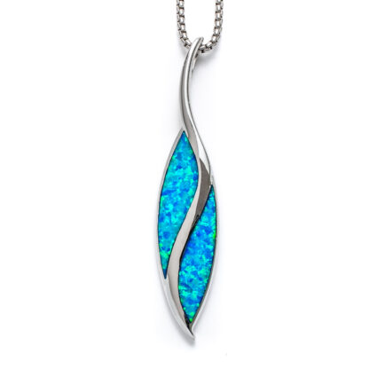 Blue Opal Modern Leaf Necklace