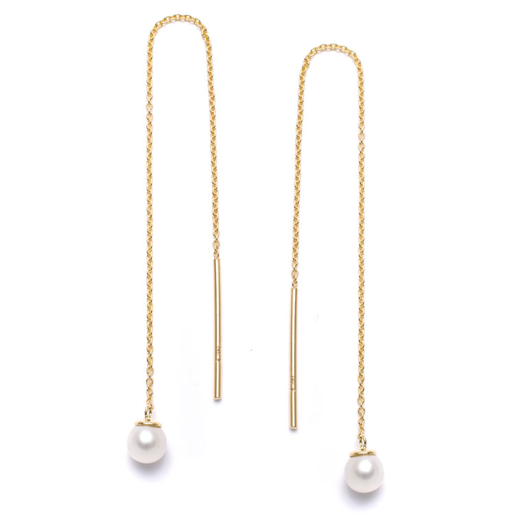 Pearl Chain Threader Earrings