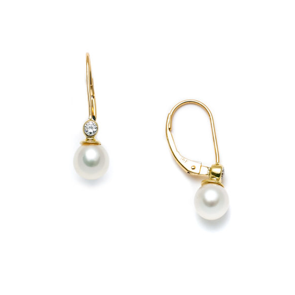 Pearl & Diamond Leverback Earrings | Landing Company